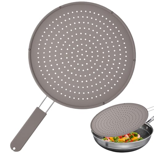 Splatter Guards Braten 12 Zoll Bratpfanne Splatter Guard Silikon Fett Splatter Guard mit verbrühungssicheren Griff hitzebeständig Splash Guard Pfanne Abdeckung das Kochen stoppen heißes Öl spritzen von Blogiiup