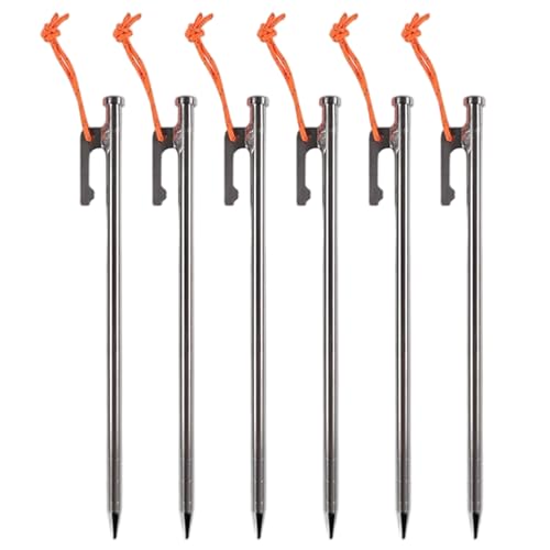 Ultralight Tent Stakes, 6pcs Titanium Zelteinsätze Schwerlast, 8 Zoll Ultraleicht mit reflektierend von Blogiiup