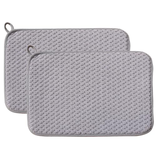 Waschbeckenabwässerungsmatte, 2pcs Schale Trocknungsmatte, 12 x 16 Zoll hochsaugen Mikrofaserschale Abflusser, Nicht -Rausch -Reduktion, mit hängendes Seil für Küchenarbeitsplatte, Teller und Tasse von Blogiiup