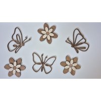 Holzdeko Set - 3 Schmetterlinge & Blumen Naturdeko Wandgestaltung Boho Deko Aus Holz Kinderzimmer Wanddeko Handgefertigt von BlomelDecor