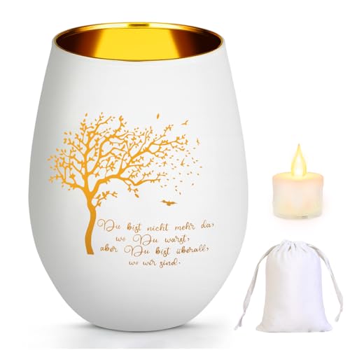 Trauerlicht Teelichter mit Spruch Du bist Nicht mehr da, wo Du warst, Aber Du bist überall, wo wir sind, Windlicht Trauer, Grablicht Erinnerungslicht, Trauergeschenke für Hinterbliebene von Blomise