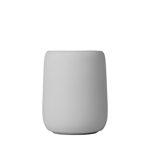 blomus -SONO- Zahnputzbecher aus Keramik, Microchip, Zahnbürstenhalter mit Platz für Zahnbürste und Zahnpasta, Soft-Touch, exklusives Badaccessoire (H / B / T: 11 x 8,5 x 8,5 cm, Microchip, 69066) von Blomus