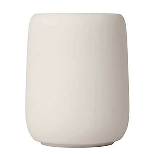 blomus -SONO- Zahnputzbecher aus Keramik, Moonbeam, Zahnbürstenhalter mit Platz für Zahnbürste und Zahnpasta, Soft-Touch, exklusives Badaccessoire (H / B / T: 11 x 8,5 x 8,5 cm, Moonbeam, 69057) von Blomus