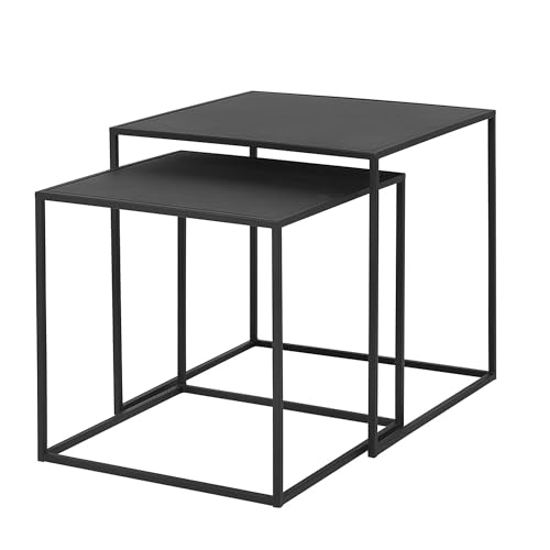 Blomus 2er Set Beistelltische FERA | Black | 40L x 40B x 40H cm | 35L x 35B x 35H cm | Sofatisch Schwarz | Kaffeetisch aus Stahl für Flur, Wohnzimmer, Schlafzimmer, Büro von Blomus