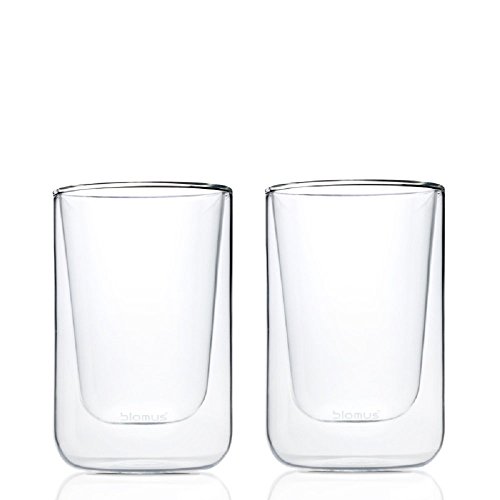 blomus -NERO- 2er Set Cappuccino-Gläser aus Glas, 250 ml Fassungsvermögen, doppelwandiges Thermoglas, freischwebend / Schwebeeffekt, spülmaschinenfest (H / B / T: 11,5 x 7,5 x 7,5 cm, Glas, 63654) von Blomus
