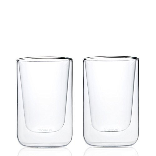 blomus -NERO- 2er Set Cappuccino-Gläser aus Glas, 250 ml Fassungsvermögen, doppelwandiges Thermoglas, freischwebend / Schwebeeffekt, spülmaschinenfest (H / B / T: 11,5 x 7,5 x 7,5 cm, Glas, 63654) von Blomus