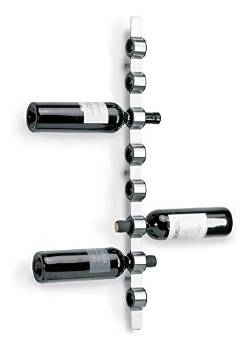 blomus -CIOSO- Weinflaschen-Wandhalter in exklusiver Optik, Edelstahl-matt, Platz für 8 Flaschen, außergewöhnliche Weinpräsentation, hochwertig (H / B / T: 74,5 x 3,5 x 7 cm, Edelstahl, 65193) von Blomus