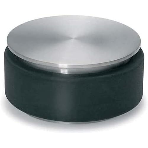 blomus -STOP- Türstopper aus Edelstahl, 1 KG schwere Ausführung, gummiert für jeden Untergrund, Türpuffer, hochwertige Verarbeitung (H / B / T: 4,5 x 9 x 9 cm, Edelstahl, 68307), Silber von Blomus