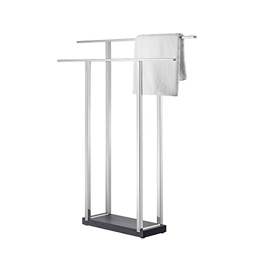 Blomus Menoto - Edelstahl Handtuchständer freistehend mit 2 Handtuchstangen (H 90 cm, B 75 cm, T 16 cm, Edelstahl, 68695) von Blomus