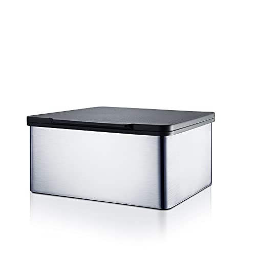 blomus -MENOTO- Feuchttücherbox aus mattiertem Edelstahl, mit praktischem Kunststoffeinsatz, exklusive Optik, modernes Badaccessoire, hochwertig (H / B / T: 7 x 14,9 x 13,2 cm, Edelstahl, 68821) von Blomus