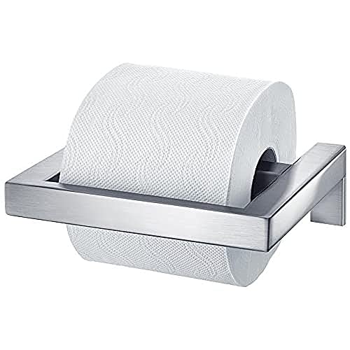 blomus -MENOTO- WC-Rollenhalter aus mattiertem Edelstahl, Klopapierhalter, Toilettenpapierhalter, exklusives Badaccessoire, einfache Montage, hochwertig (H / B / T: 5 x 14 x 17 cm, Edelstahl, 68837) von Blomus