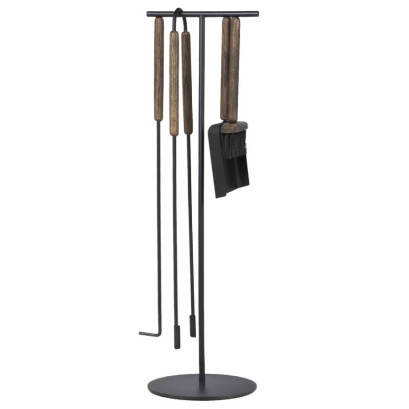 Kamingarnitur 5tlg freistehend "Ashi" schwarz-braun Blomus 66155 von Blomus