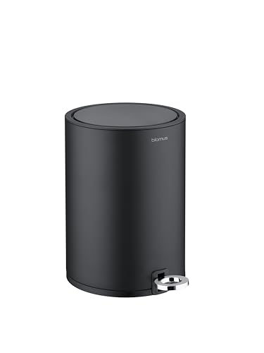 Blomus Kosmetikeimer -SINO- Mülleimer 3 Liter | Schwarz | 20L x 20B x 26H cm | Treteimer mit Absenkautomatik | Mülleimer mit Innenbehälter aus Edelstahl von Blomus