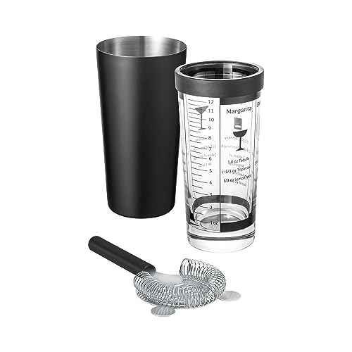 blomus -LOUNGE- Boston-Shaker Set, exakte Dosierung durch verschiedene Maßangaben auf dem Becher, inkl. Barsieb, 500ml, Farbe Black (64291) von Blomus