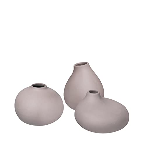 Blomus -Nona- 3er Set Porzellan Vase, 3 Formen, Blumenvase, Dekovase, Tischvase, Farbe Bark, Material Porzellan (66225) von Blomus