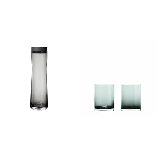 Blomus -SPLASH- Wasserkaraffe aus Rauchglas, rauch/dunkelgrau & 63914 MERA Trinkgläser, Glas, Smoke, 2 Stück (1er Pack) von Blomus