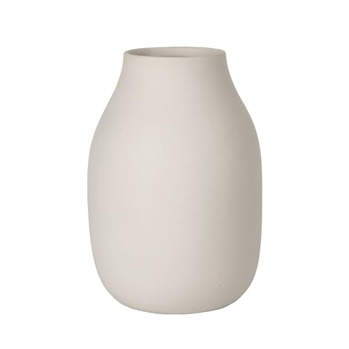 blomus -COLORA- Vase L aus Steingut, Moonbeam, hergestellt in hochwertiger Handarbeit, elegante und dekorative Tischvase, flächenschonendes Wohnaccessoire (H / B / T: 20 x 14 x 14 cm, 65705) von Blomus
