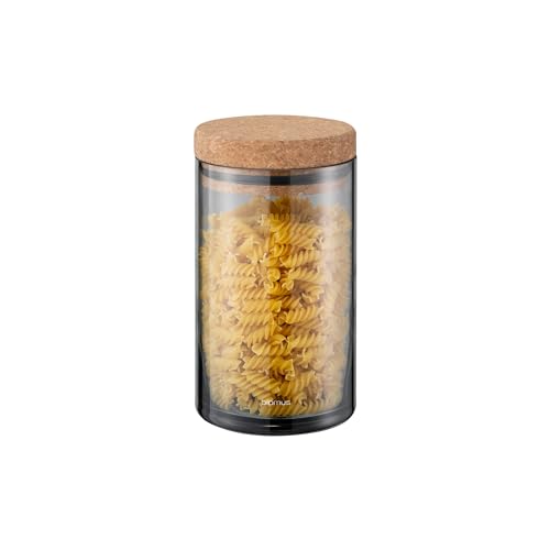 Blomus Vorratsglas -KEEPY- mit Korkdeckel 2,3 Liter Φ12cm - Luftdichte Vorratsdose für Nudeln, Mehl, Reis, Kaffee | Farbe Smoked Grey (M) von Blomus