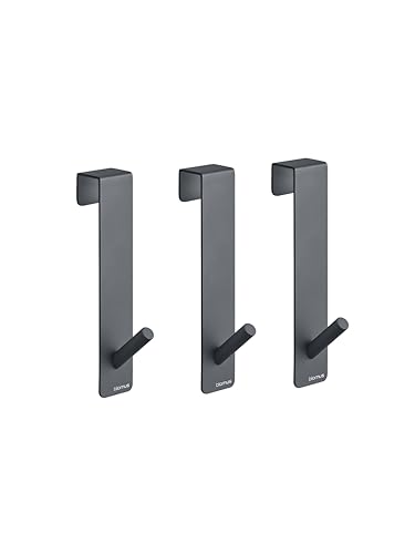Türhaken 3er Set - APARA - Farbe Magnet | Robuste Türhänger aus Metall | Türgarderobe ohne Bohren | Platzsparende Aufhängung für Handtücher & Kleidung | Modernes Design in Grau | 2 x 1,25 x 12,8 cm Türhaken 3er Set - APARA - Farbe Magnet | Robuste Türhänger aus Metall | Türgarderobe ohne Bohren | Platzsparende Aufhängung für Handtücher & Kleidung | Modernes Design in Grau | 2 x 1,25 x 12,8 cm von Blomus