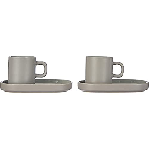 blomus 63725 PILAR Espressotassen, Steingut, Mirage Gray, 6 x 7,5 cm, 0.05 liters von Blomus