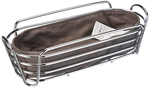 blomus - 63769 - DELARA - Brotkorb Oval aus verchromtem Stahl, Magnet, Baumwoll-Stofftasche, trendiges & modernes Design, vielseitig nutzbar, hochwertige Verarbeitung, 14L x 32B x 9H cm von Blomus