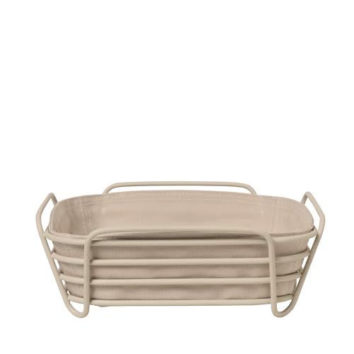 Brotkorb - DELARA - groß | Farbe Nomad | Moderner Brotkorb mit Baumwolleinsatz | Ideal für Brötchen & Gebäck | Stilvolles Design in Beige | waschbar | 26 x 26 x 9 cm von Blomus