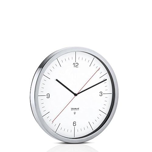 blomus -CRONO- Funkuhr M mit mattiertem Edelstahlrand, zeitloses Weiß, Wanduhr, automatische Zeiteinstellung, hohe Genauigkeit, exklusives Wohnaccessoire (H / B / T: 30,5 x 30,5 x 4 cm, Weiß, 65436) von Blomus