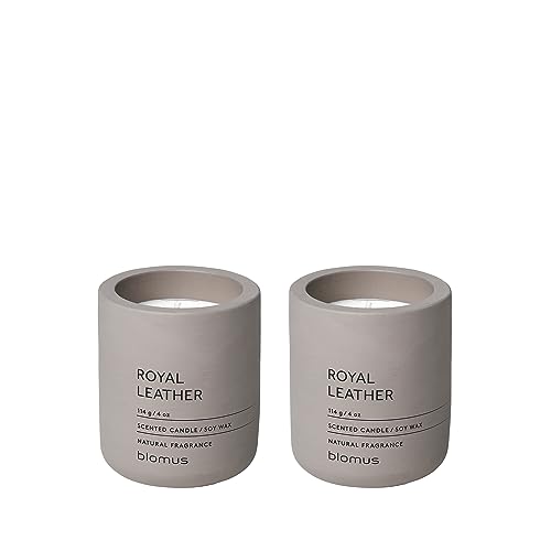 blomus Duftkerzen 2er SET -FRAGA- Farbe Satellite Duft Royal Leather Ø 6,5 cm von Blomus
