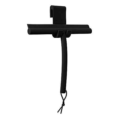 blomus Duschabzieher -VIPO- Duschwischer mit Halterung 24 cm breit Abzieher aus Silikon für Dusche, Badezimmer Fensterabzieher Scheibenabzieher Schwarz von Blomus
