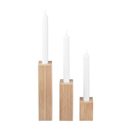 blomus Kerzenhalter 3er Set DREVA | Farbe Oak | 7/14/21H cm | Kerzenständer aus hochwertigem FSC Eichenholz | exkl. Kerzen von Blomus