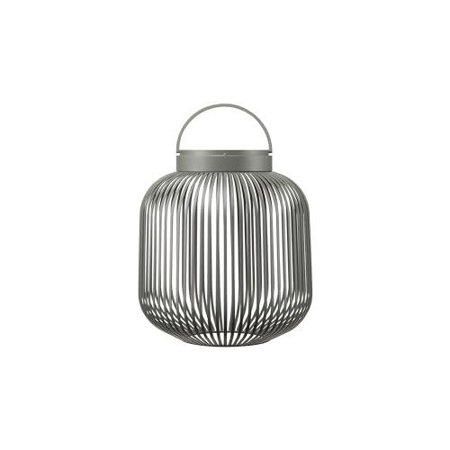 Blomus LED Laterne LITO | Mobile Akku Outdoor Leuchte aus hochwertigem Eisen | Farbe Granite Gray | Größe M | 28L x 28B x 30H cm | 3 Lichtfarben | Dimmbar per Touch | Spritzwassergeschützt IP54 von Blomus