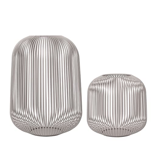 blomus Laterne Lito 2er Set | Mourning Dove | Größe M und L | 28L x 28B x 27H cm | 33L x 33B x 45H cm | Kerzenhalter Grau | Windlicht aus Edelstahl | Laterne Deko | Indoor Windlicht von Blomus
