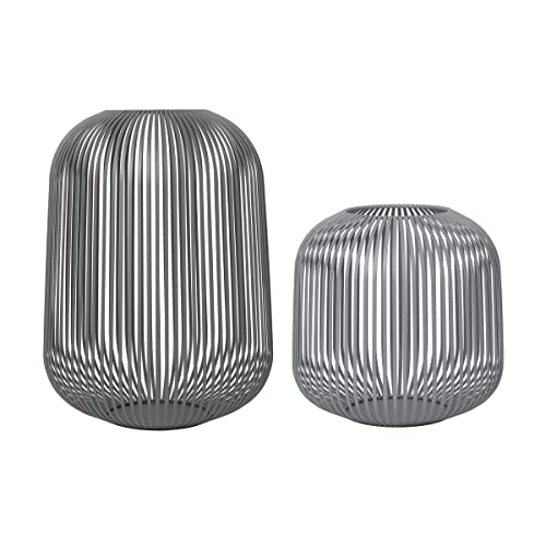 blomus Laterne Lito 2er Set | Steel Gray | Größe M und L | 28L x 28B x 27H cm | 33L x 33B x 45H cm | Kerzenhalter Grau | Windlicht aus Edelstahl | Laterne Deko | Indoor Windlicht von Blomus