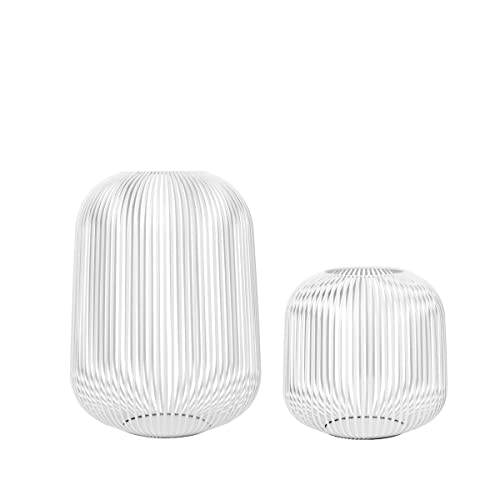 blomus Laterne Lito 2er Set | Weiß | Größe M und L | 28L x 28B x 27H cm | 33L x 33B x 45H cm | Kerzenhalter Weiß | Windlicht aus Edelstahl | Laterne Deko | Indoor Windlicht von Blomus