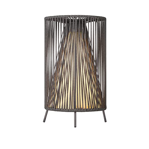 Blomus Mobile LED-Leuchte -ROPE- | Farbe Coal | ⌀ 34 x 54H cm | Korpus aus gewickelten Seilen | Akku Kabellos | 3 Helligkeitsstufen | Outdoor von Blomus