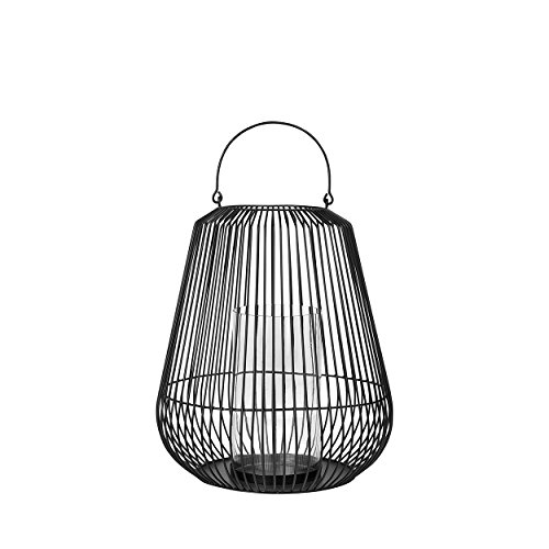 blomus -NIDEA- Laterne S aus pulverbeschichtetem Stahl inkl. Glas, Windlicht, exklusive Optik, Wohnaccessoire, stimmungsvolle Atmosphäre, Indoor (H / B / T: 52,5 x 45,5 x 45,5 cm, Schwarz, 65757) von Blomus