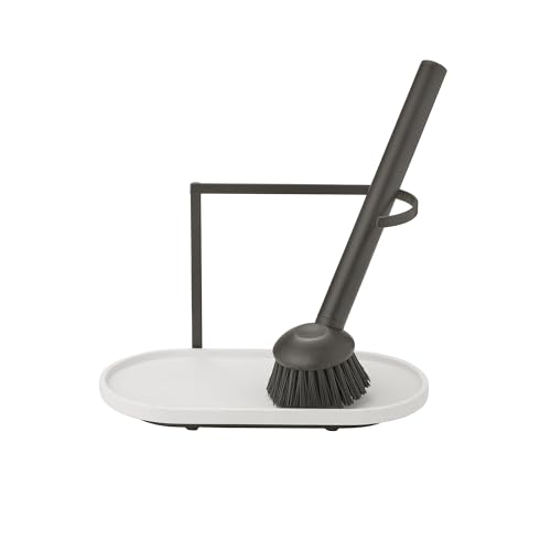blomus Spülset -DHUVA- | Spülbecken Organizer Farbe Lily White aus Beton | Inkl. Spülbürste mit austauschbarem Kopf | 17L x 9B x 11H cm | gummierte Unterseite von Blomus