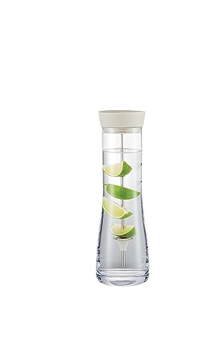 blomus Wasserkaraffe -DRIWA- aus Glas, 1 Liter, Glaskaraffe mit Deckel-Ausgießer und Fruchtspieß (Moonbeam) von Blomus