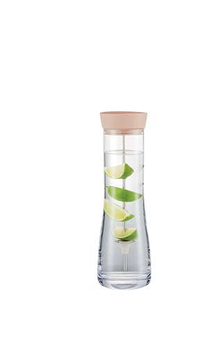 blomus Wasserkaraffe -DRIWA- aus Glas, 1 Liter, Glaskaraffe mit Deckel-Ausgießer und Fruchtspieß (Rose Dust) von Blomus