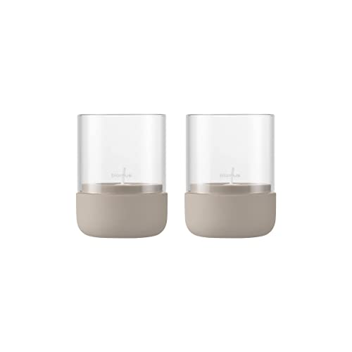 blomus Windlicht 2er Set -Calma- | Kerzenhalter aus hochwertigem Beton und Glas | Farbe Fungi | Größe XS | 7L x 7B x 9,5H cm | Indoor | exkl. Kerze von Blomus