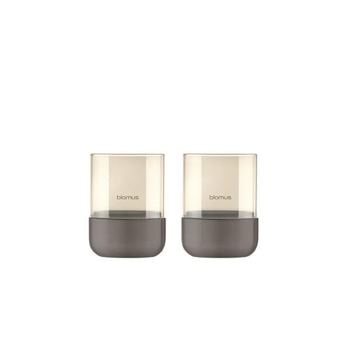 blomus Windlicht Calma | Größe XS | H 9,5 cm Ø 7 cm | Burned Metal Finish | Edelstahl & Glas | für Teelichter | Indoor | exl. Kerze von Blomus