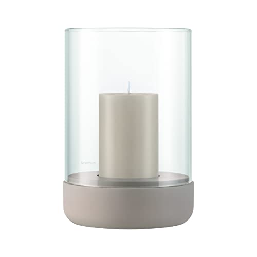 blomus Windlicht -Calma- | Kerzenhalter aus hochwertigem Beton und Glas | Farbe Fungi | Größe L | 15L x 15B x 22,5H cm | Indoor | exkl. Kerze von Blomus
