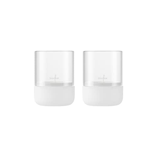 blomus Windlicht 2er Set -Calma- | Kerzenhalter aus hochwertigem Beton und Glas | Farbe Lily White | Größe XS | 7L x 7B x 9,5H cm | Indoor | exkl. Kerze von Blomus