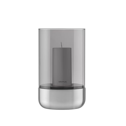 blomus Windlicht -Calma- | Kerzenhalter aus hochwertigem Stahl und Glas | Farbe Stainless Steel | Größe M | 12L x 12B x 20H cm | Indoor | exkl. Kerze von Blomus