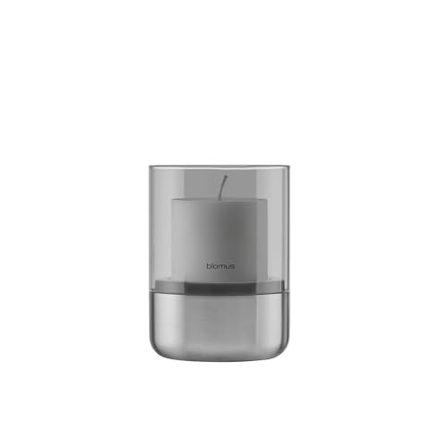 blomus Windlicht -Calma- | Kerzenhalter aus hochwertigem Stahl und Glas | Farbe Stainless Steel | Größe S | 10L x 10B x 14H cm | Indoor | exkl. Kerze von Blomus