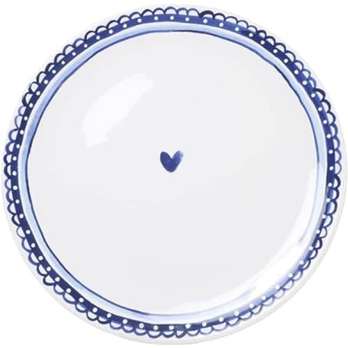 Blond Amsterdam Großes Dinner-Teller mit Herzmotiv – Delfter Blau – 26 cm – Mikrowellen- & Spülmaschinengeeignet – Keramik von Blond Amsterdam