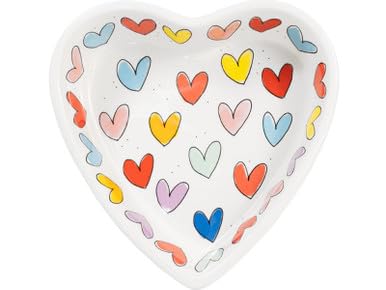 Blond Amsterdam Herzförmige Servierschale mit bunten Herzmotiven – Ø22 cm – Keramikschale für Valentinstag & romantische Anlässe von Blond Amsterdam
