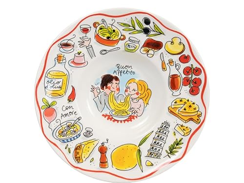 Blond Amsterdam Pasta Teller 24 cm Buon Appetito Italienisches Design – Keramikteller für Pasta – Geschenkidee von Blond Amsterdam