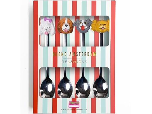 Teelöffel-Set mit 4 Hunden – Verspielte Löffel mit Hundemotiv am Griff – Geschenkidee für Hundeliebhaber – Kombinierbar mit Dier-Kollektion – Blond Amsterdam von Blond Amsterdam