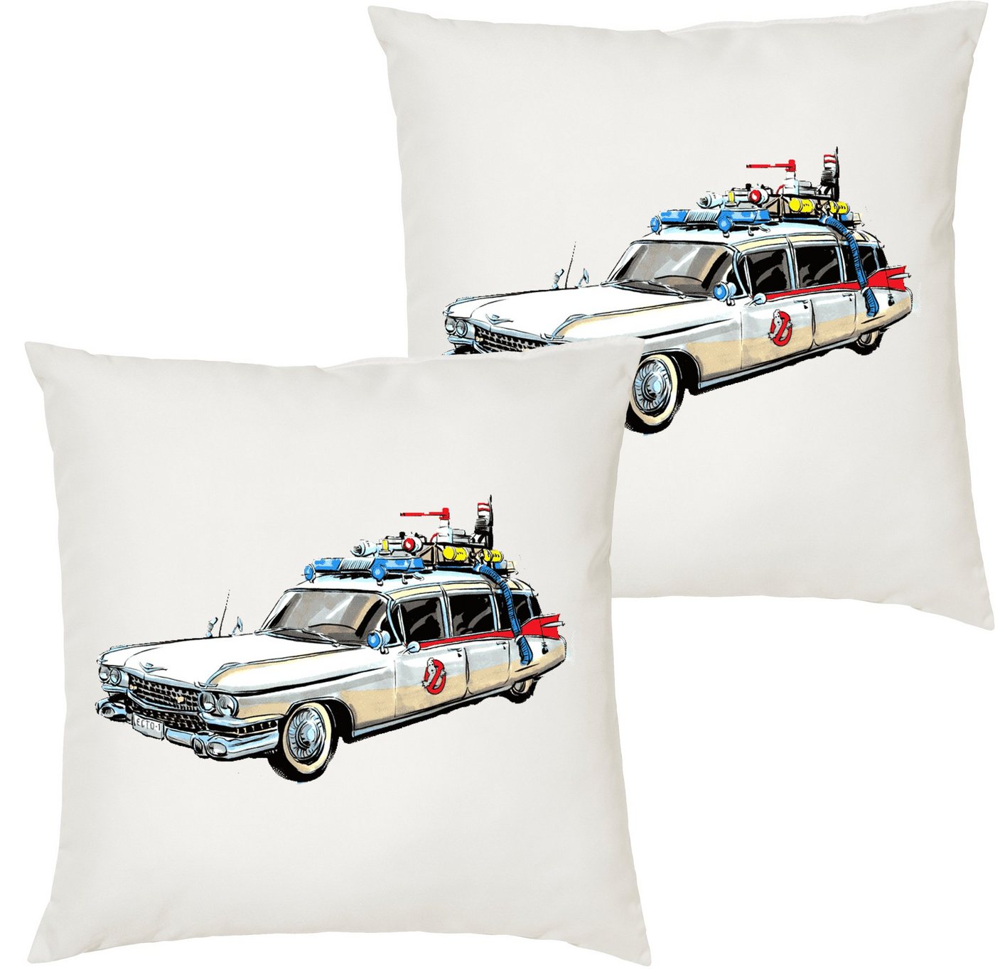 Blondie & Brownie Dekokissen Ghostbusters Ecto Cars Auto Geisterjäger Kissen mit Füllung von Blondie & Brownie